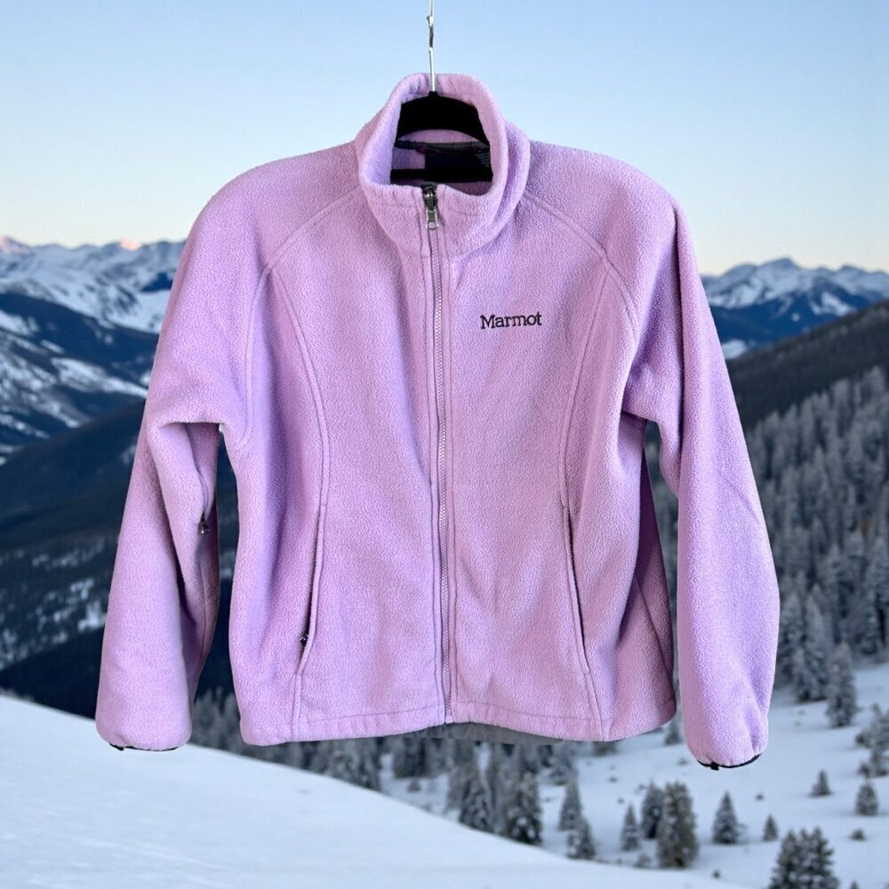 Marmot Lavender Lilac Purple Full Zip Polartec Fleece Jacket Size Medium